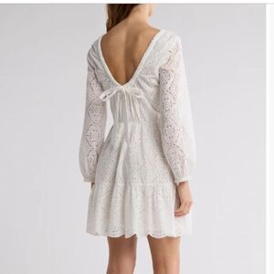 Veronica Beard Calibra White Long Sleeve Eyelet Dress | Size 10